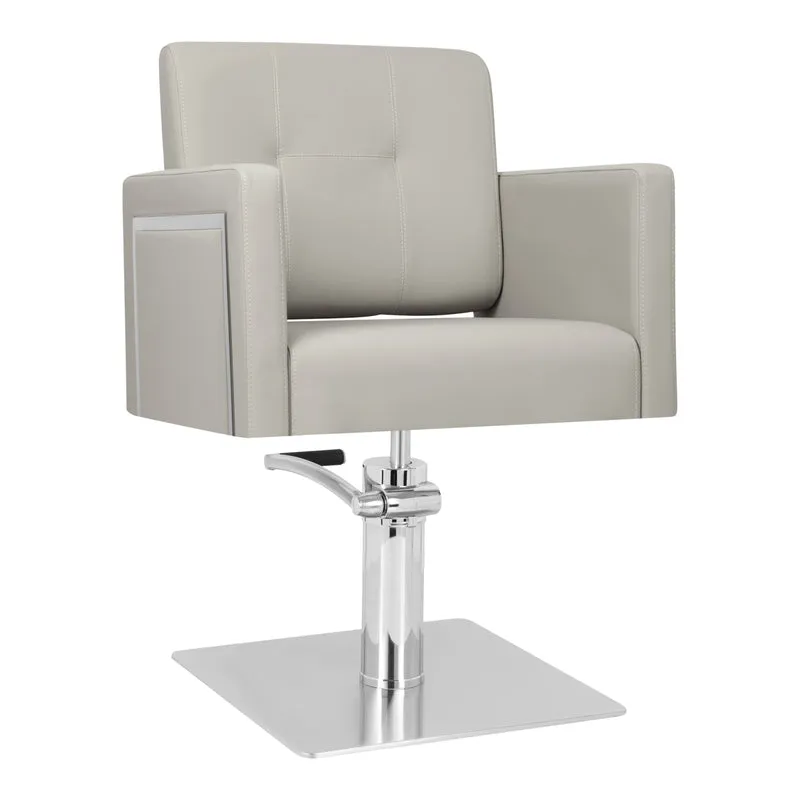 Gabbiano Bergamo Kappersstoel Grijs – Luxe Eco-Leder – Hydraulisch – 360° Draaibaar – Professionele Salonstoel