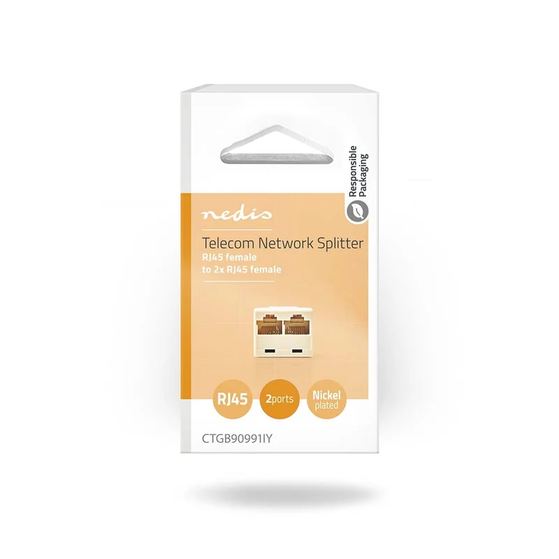 Telecom-Netwerksplitter RJ45 Female - 2x RJ45 Female - Verguld