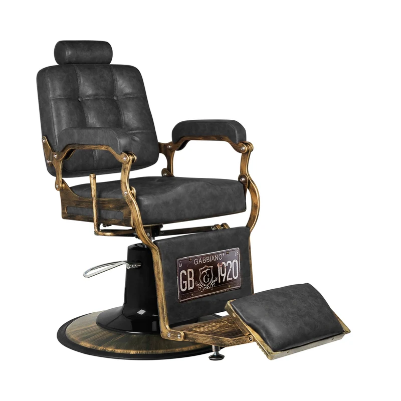 Gabbiano Boss HD Vintage Barber Chair Zwart – Luxe Professionele Barberstoel met Kantelbare Rugleuning, Verstelbare Hoogte & 360° Rotatie