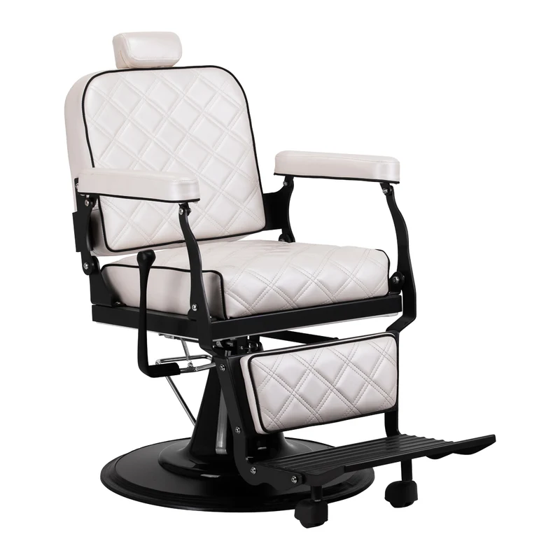 Gabbiano Carlos Extra Barber Chair Pearl – Luxe Professionele Barberstoel met Verstelbare Hoogte, Kantelbare Rugleuning & 360° Rotatie