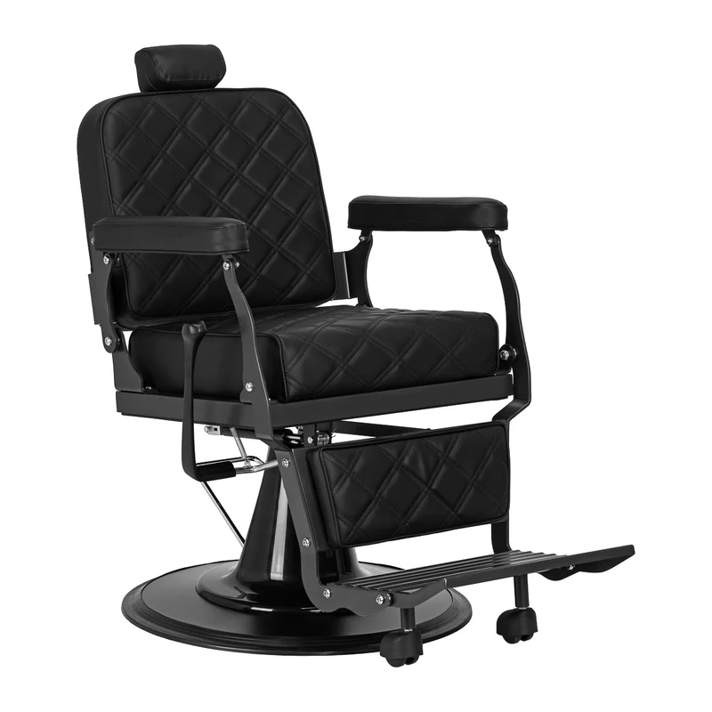 Gabbiano Carlos Extra Barber Chair Zwart – Luxe Professionele Barberstoel met Kantelbare Rugleuning, Verstelbare Hoogte & 360° Rotatie