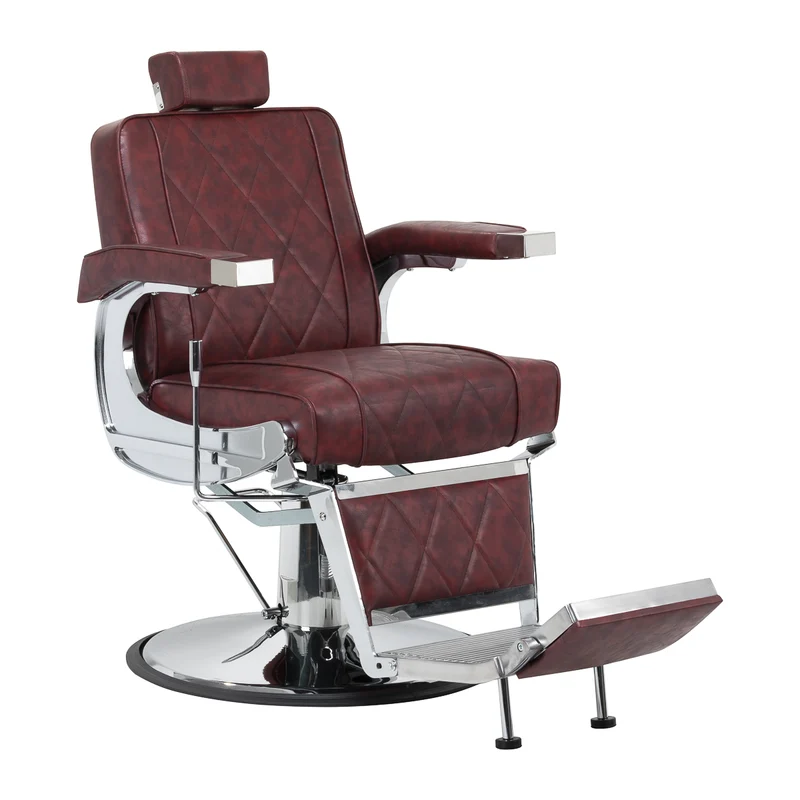 Hair System Barber Chair Bordeaux – Luxe Professionele Barberstoel – Volledig Verstelbaar & Premium Vintage Look