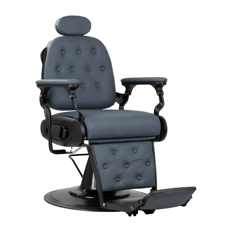 Gabbiano Francesco Barber Chair Grafiet – Luxe Professionele Barberstoel met Zwart Frame, Hydraulische Verstelling, Verstelbare Hoofdsteun, Kantelbare Rugleuning & Extra Breed Zitvlak