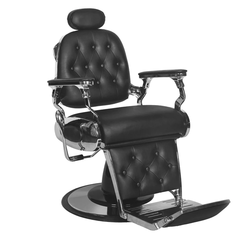 Gabbiano Francesco Barber Chair Zwart – Luxe Vintage Barberstoel met Hydraulische Verstelling, Kantelbare Rugleuning, Verstelbare Hoofdsteun & Extra Breed Zitvlak