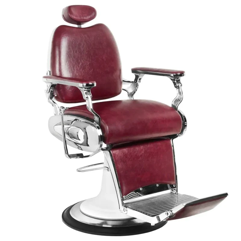 Gabbiano Moto Style Barber Chair Burgundy – Professionele Hydraulische Kappersstoel – Luxe Motor-Design voor Barbershops