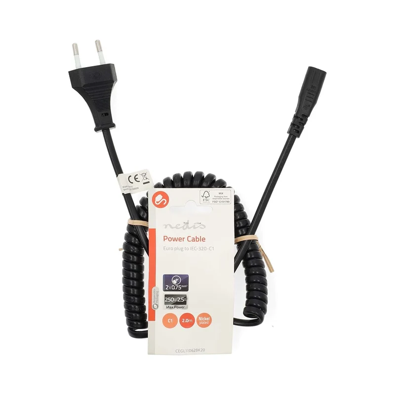 Stroomkabel Euro Male - IEC-320-C1 - Recht