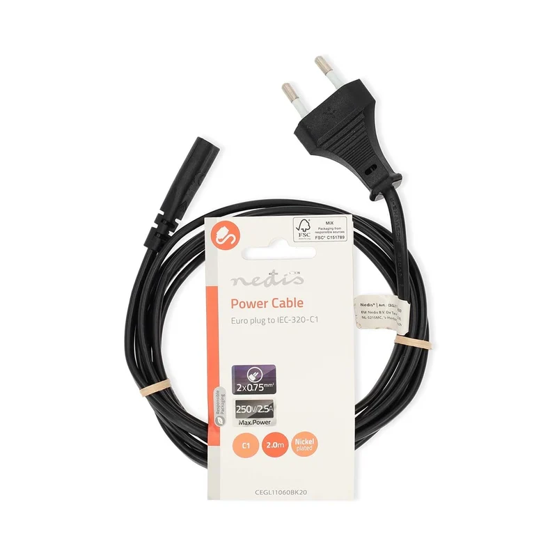 Stroomkabel Euro Male - IEC-320-C1 - Recht