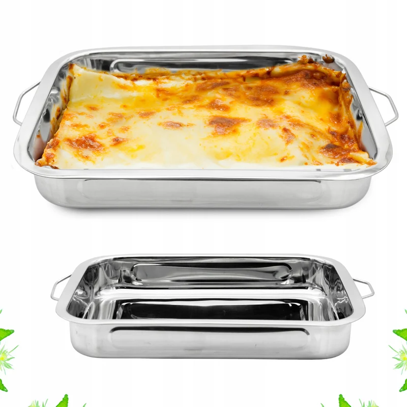 RVS Ovenschaal Rechthoekig 25x20x5 cm – Lasagneschaal met Handvatten