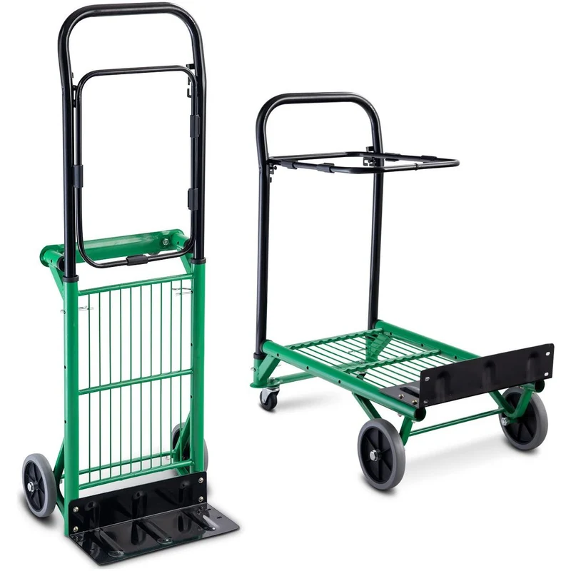 Trendmix 2 in 1 Opvouwbare Steekwagen - Transportwagen - Bandwagen - Tot 90 kg Belastbaar - 63 x 42 x 75 cm Groen