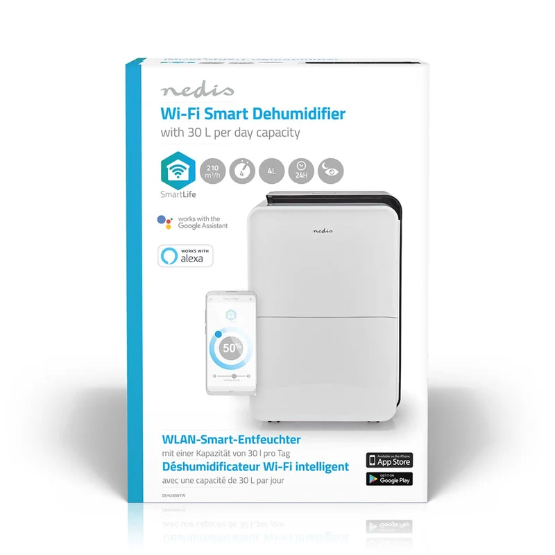 SmartLife Luchtontvochtiger Wi-Fi - 30 l/Dag - Ontvochtiging / Continu / Was drogen / Ventilatie