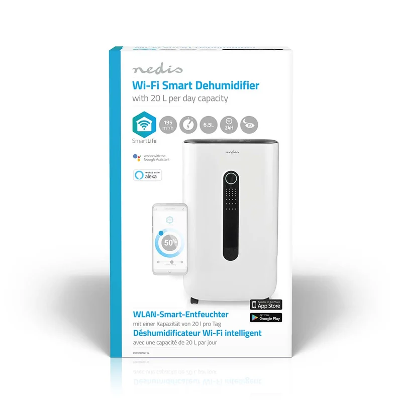 SmartLife Luchtontvochtiger Wi-Fi - 20 l/Dag - Ontvochtiging / Continu / Was drogen / Ventilatie