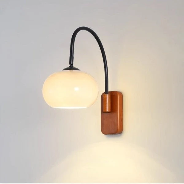 Draaibare Glazen Wandlamp met Verstelbare Bolspot E27 LED Verlichting voor Sfeervol Leeshoekje en Interieur | Sansoti
