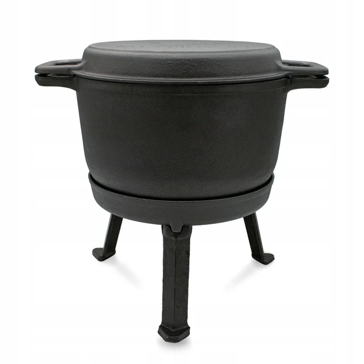 Dutch Oven 10 Liter – Gietijzeren Pan voor BBQ & Kampvuur – 3-in-1