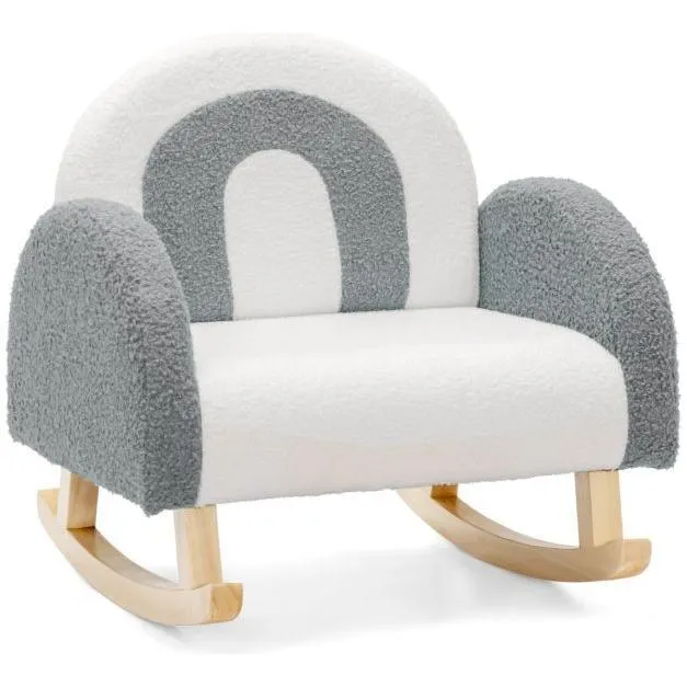 Trendmix Kinderschommelstoel Teddy Grijs – Kinder Schommelstoel met Regenboog