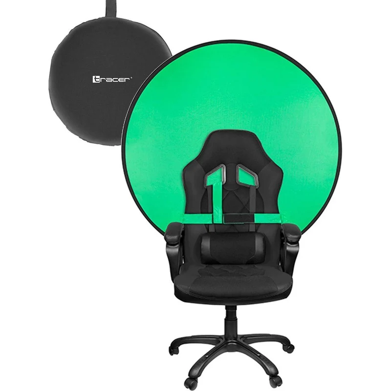 Tracer Green Screen Doek 110 cm – Bureaustoel Achtergronddoek – Groen Scherm – Chroma Key – Voor Foto, Video & Streaming