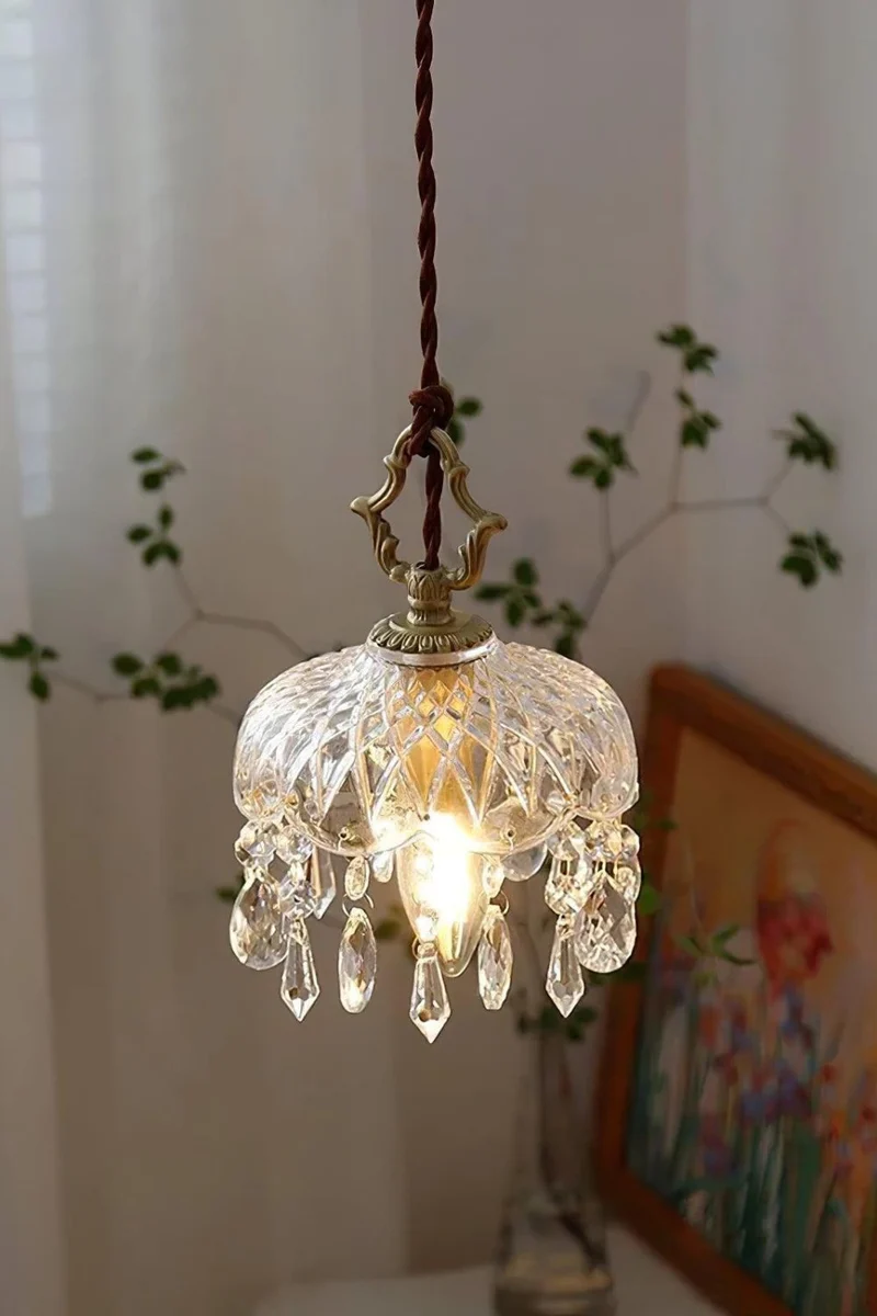 Hanglamp Glas met Koperen Fitting E14 Klassiek Design Eetkamer Keuken Hal Woonkamer Kroonluchter Lamp | Sansoti