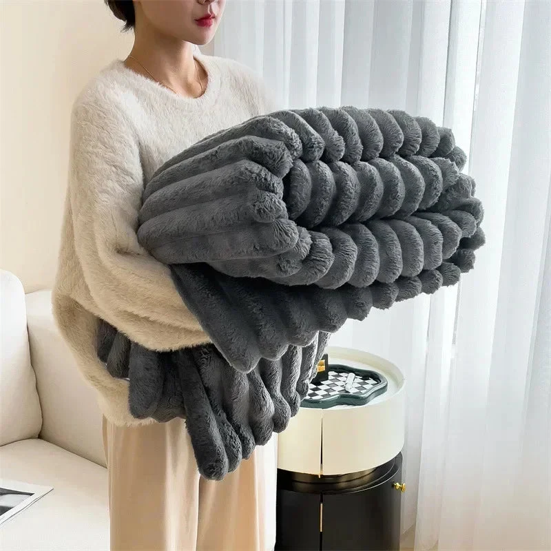Zachte Fleece Plaid Imitatiebont 120-230cm Bank Bed Warme Deken Herfst Winter Woonkamer Slaapkamer Decoratief | Sansoti