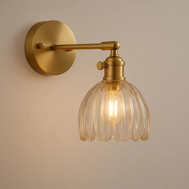 Retro Wandlamp Tulpvormige Glazen Kap E27 Fitting Slaapkamer Hal Woonkamer Eetkamer Interieur Verlichting | Sansoti