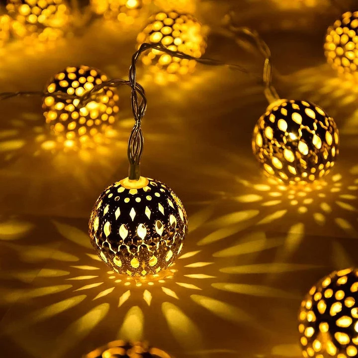 Zonne-energie Lichtsnoer met Marokkaanse Bollen Tuinverlichting 5-12m Warm Wit LED Sfeerverlichting Outdoor | Sansoti