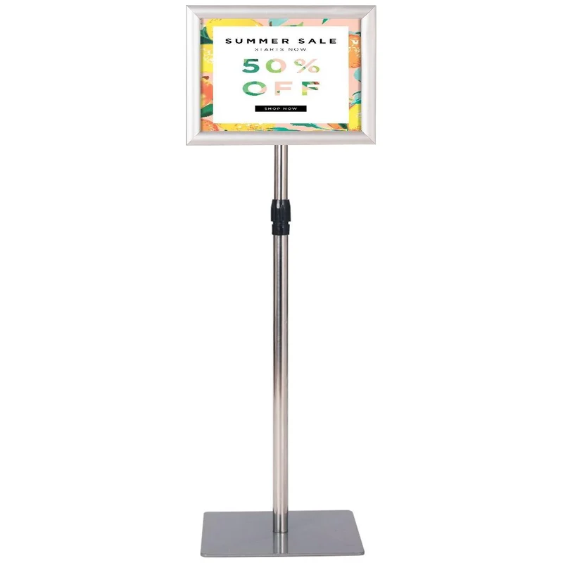 Trendmix Informatiestandaard A4 – Verstelbare Infostandaard met Draaibaar Frame – Zilver