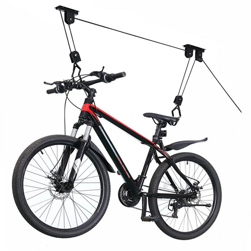 Fietslift - Fietstakel - universeel ophangsysteem - ophangbeugel - haken - inclusief bevestigingsmateriaal zwart