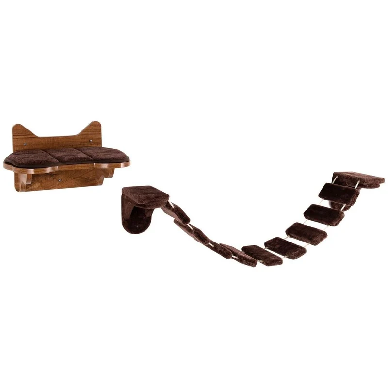 Trendmix Katten Klimmuur met Bed & Loopbrug – Houten Klimwand voor Katten