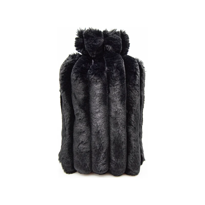 Tragar Warmwaterkruik 2L – Zwarte Fluffy Hoes – Natuurlijk Rubber – Lekvrij & Herbruikbaar – Voor Pijnverlichting en Warmte