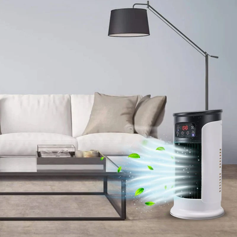 Mobiele Luchtkoeler 5-in-1 Verdamping Ventilator Verrijdbaar 300ml Watertank Energiezuinig Stilstand Thuiskantoor | Sansoti
