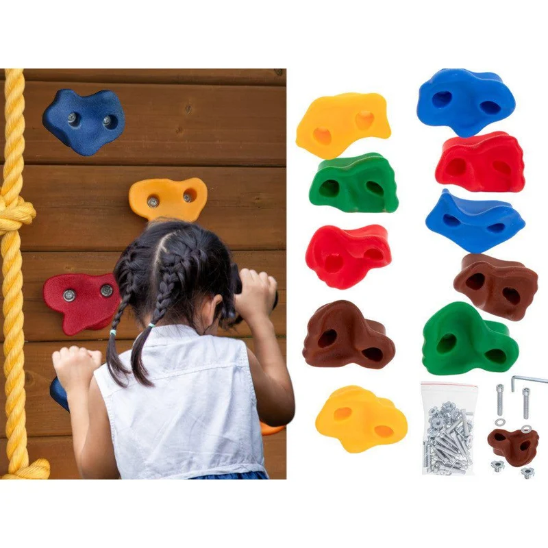 Ikonka Klimstenen 10 stuks – Klimwand Maken – Klimmuur Handgrepen – Set Voor Klimmuur Kind – Inclusief Montagemateriaal – Multikleur