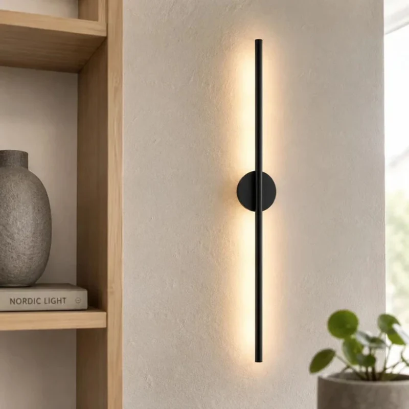 Lineaire Wandlamp LED Zwart Aluminium Mat Smal Design Modern Sfeervol Verlichting voor Slaapkamer Woonkamer Hal | Sansoti