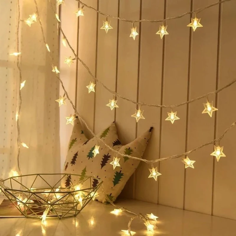 Batterij Fairy Lights Warm Wit LED Lichtsnoer Kinderkamer Babykamer Sfeerlicht Decoratie Sterren Nachtlampje | Sansoti