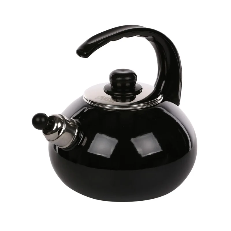 Altom Design Czajnik handgemaakte fluitketel emaille zwart 2.5 liter - ook geschikt voor inductie