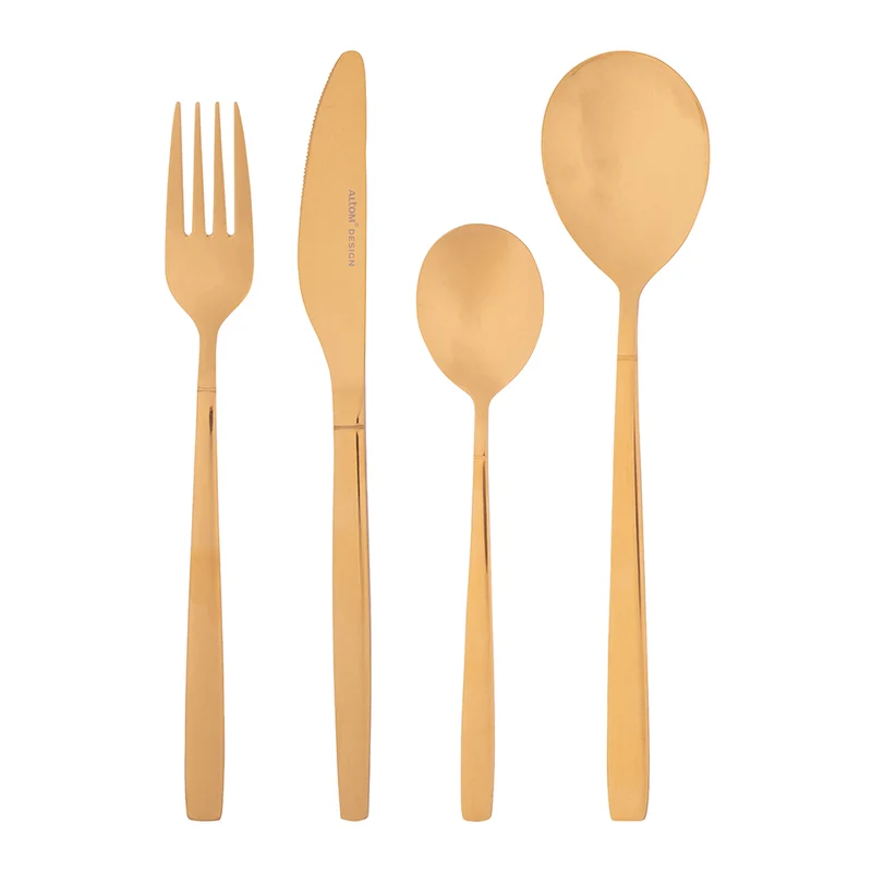 Altom Design Noble Pure Gold 24 Delige Gouden Bestekset - Rvs Luxe Bestek - Gouden Bestek - Tafelbestek - Besteksets - 6 Persoons