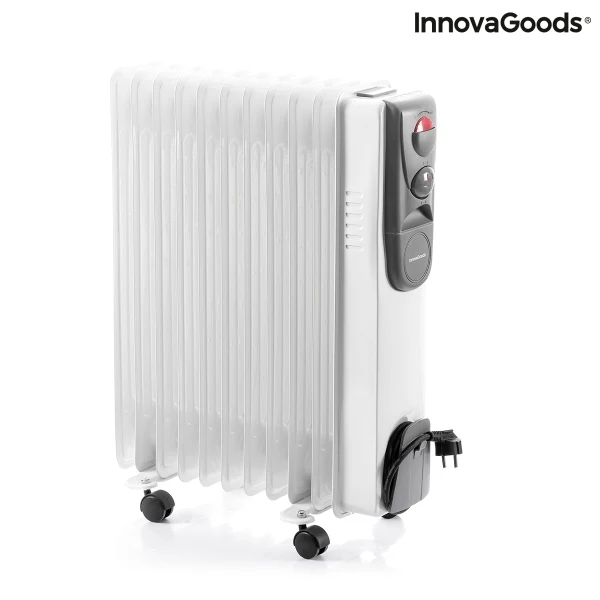 Innovagoods Oileven elektrische olieradiator kachel met thermostaat 3 standen 11 kamers 2500W tot 28m2 wit