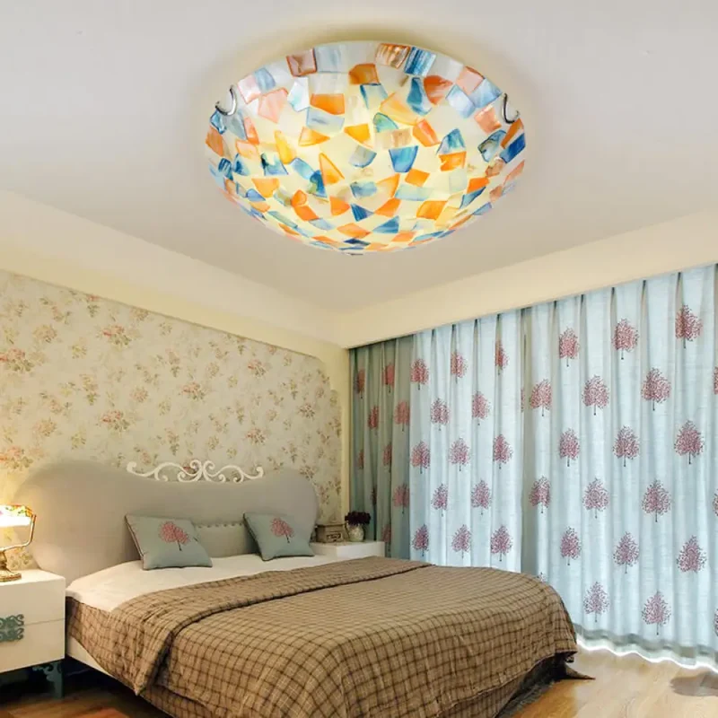 Plafondlamp Schelpen Mozaïek 2-3 Lichtpunten E26 E27 Slaapkamer Eetkamer Hal Flush Mount Verlichting | Sansoti