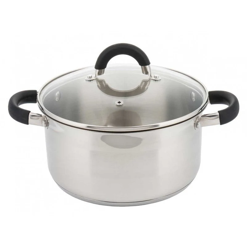 Kinghoff KH-4346 kookpan met glazen deksel RVS 24 x 13.5 cm 6L zilver