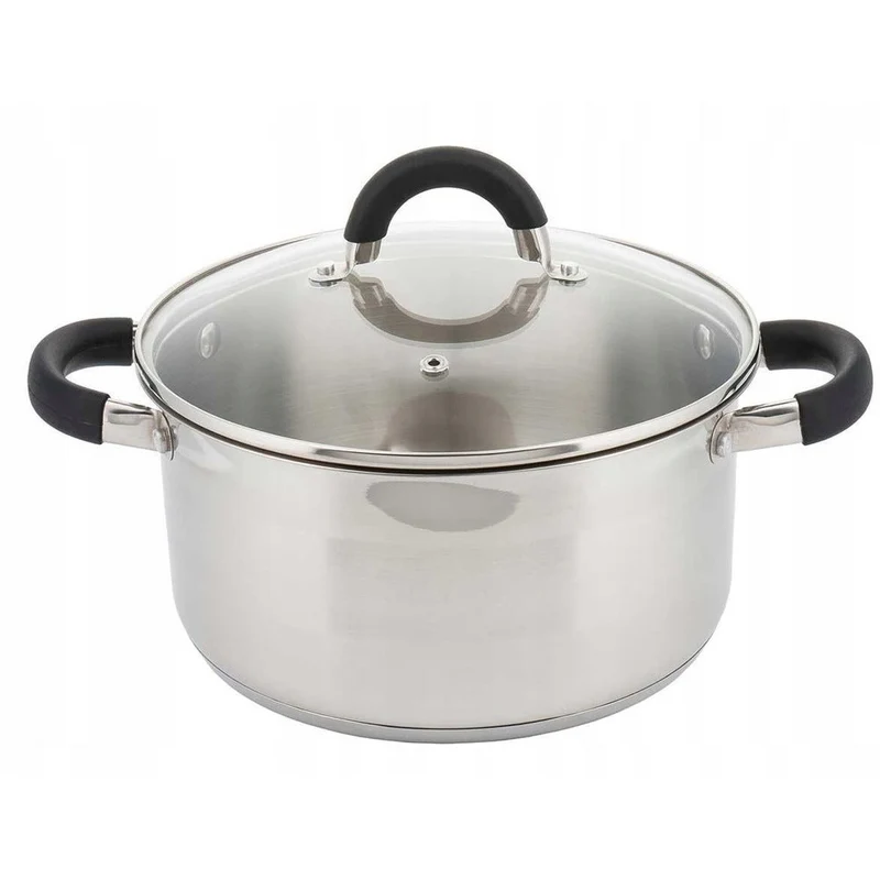 Kinghoff KH-4345 kookpan met glazen deksel RVS 22 x 11 cm 4L zilver