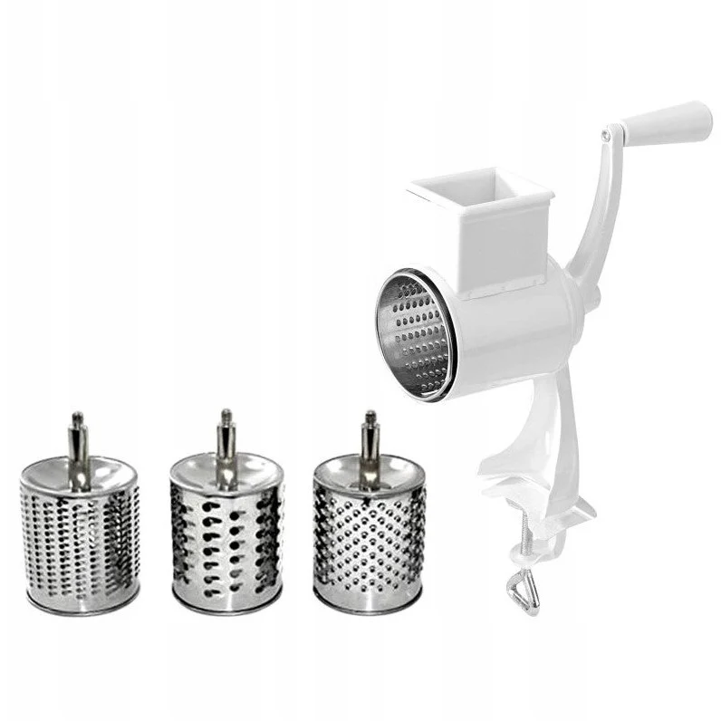 Meyerhoff Kaasmolen & Rasp – RVS Molenrasp met 3 Verwisselbare Trommels – Ook voor Chocolade, Noten & Gedroogd Fruit – TR-857 – Handmatige Multifunctionele Rasp