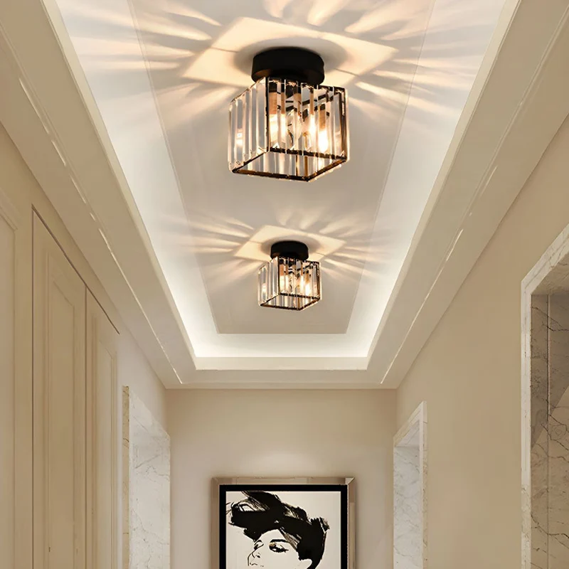 Plafondlamp Kristal Zwart Zilver Goud E27 Opbouw Modern Hal Woonkamer | Sansoti