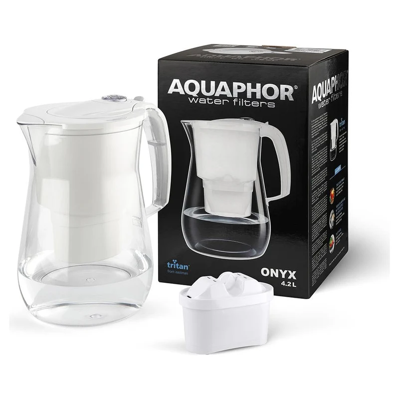 Aquaphor Waterfilterkan onyx 4.2 liter wit met wisselpatroon Maxfor+