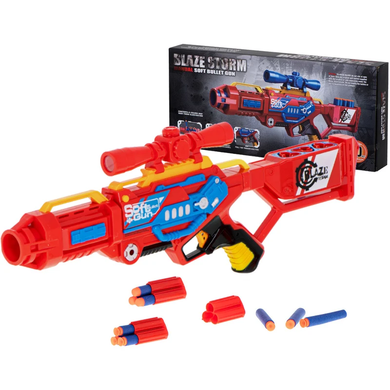Blaze Storm Dart Gun voor Kinderen – Schuim Speelgoedpistool – 20 Darts – Machinegeweer – Buiten Speelgoed Jongens – Rood
