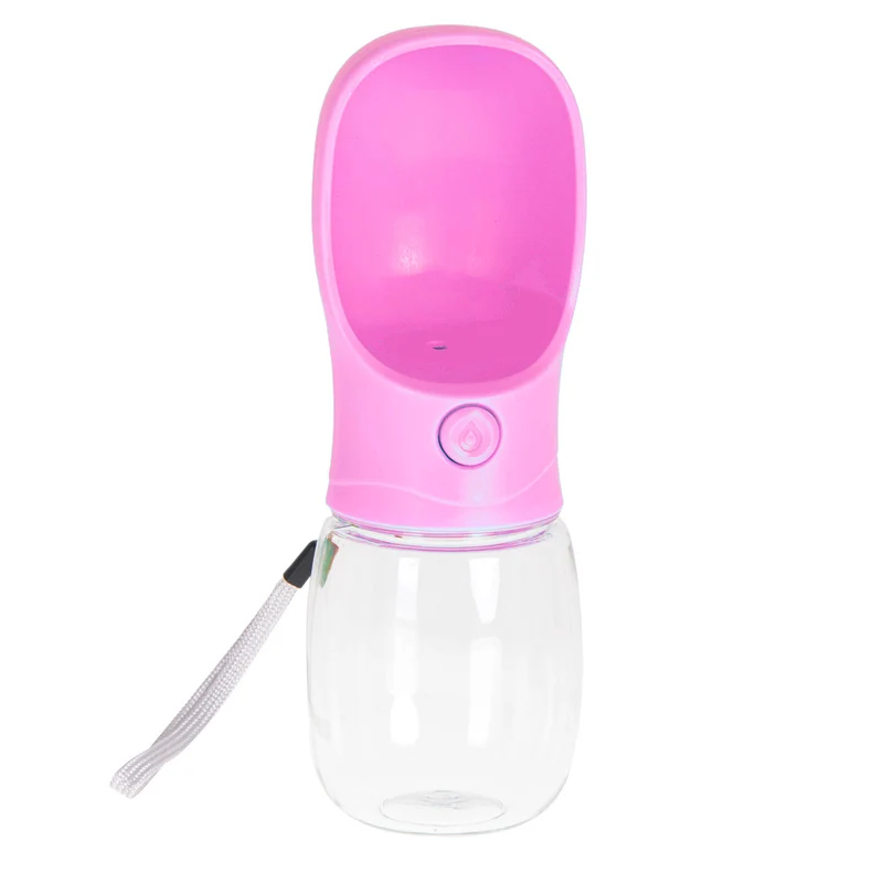 Honden Drinkfles On The Go met Drinkcup 350 ml Roze – Waterfles voor Hond – Reisbeker voor Wandelen en Autoritten