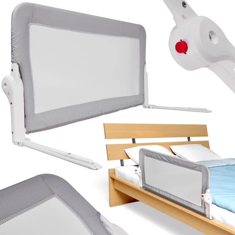 Bed Beschermhekje – Rail Barrière – Niet Meer uit Bed Vallen – Voor Kinderen & Ouderen – 120 cm – Grijs
