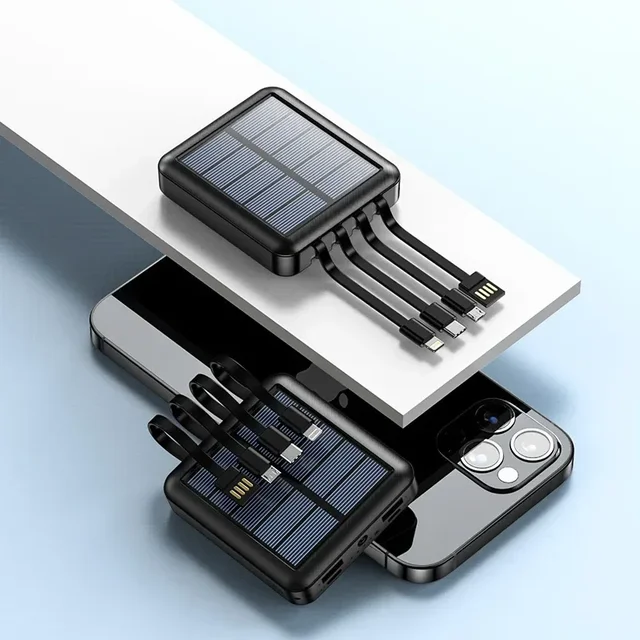 Draagbare Zonne-Energie Powerbank met LED-Zaklamp en Meerdere Oplaadpoorten – Ideaal voor Outdoor, Camping en Noodgevallen | Sansoti
