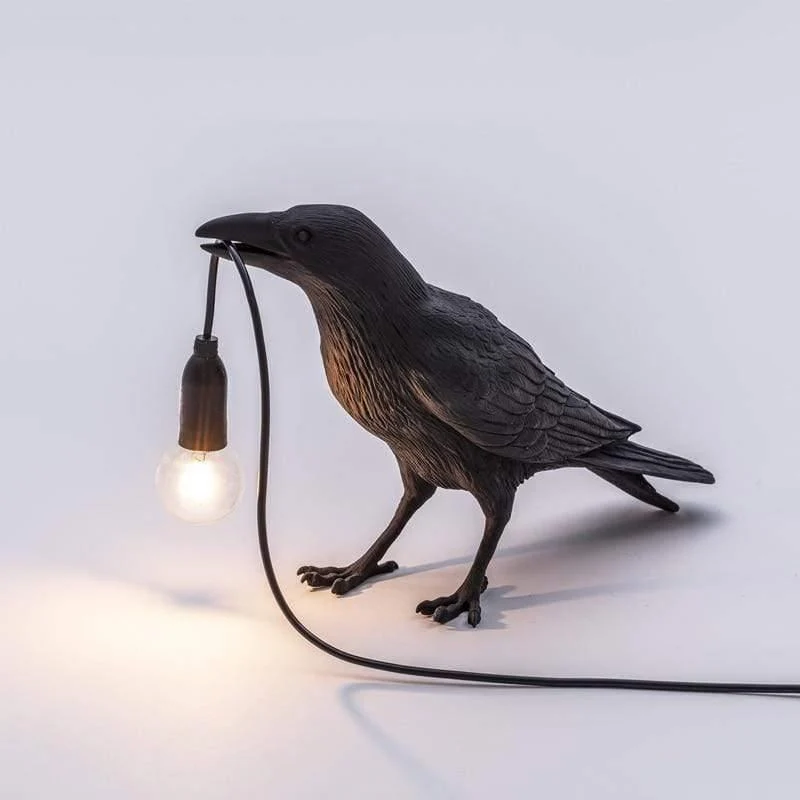 Raaf Tafellamp Silhouet Zwart Wit Decoratief LED Leeslamp Mystieke Sfeerverlichting Boekenkast Bureau | Sansoti
