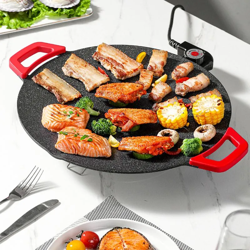 Rookvrije Elektrische Grillplaat – Multifunctionele Contactgrill voor Binnen en Buiten 28cm | Sansoti
