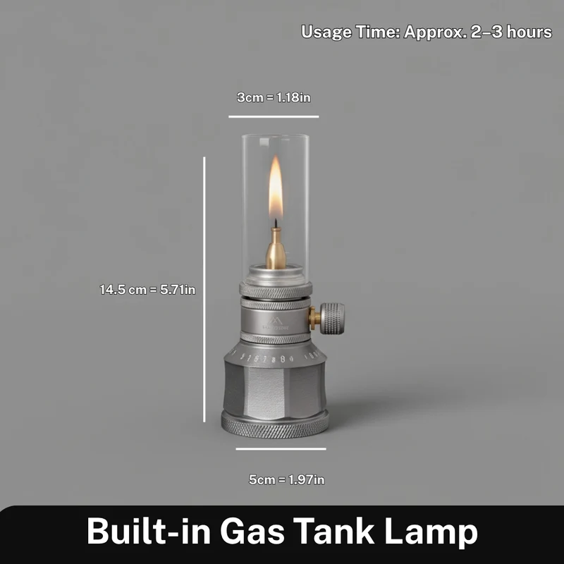 Vintage Campinglamp op Butaan met Verstelbare Vlam – Compact Buitenlicht voor Wandelaars en Avonturiers | Sansoti