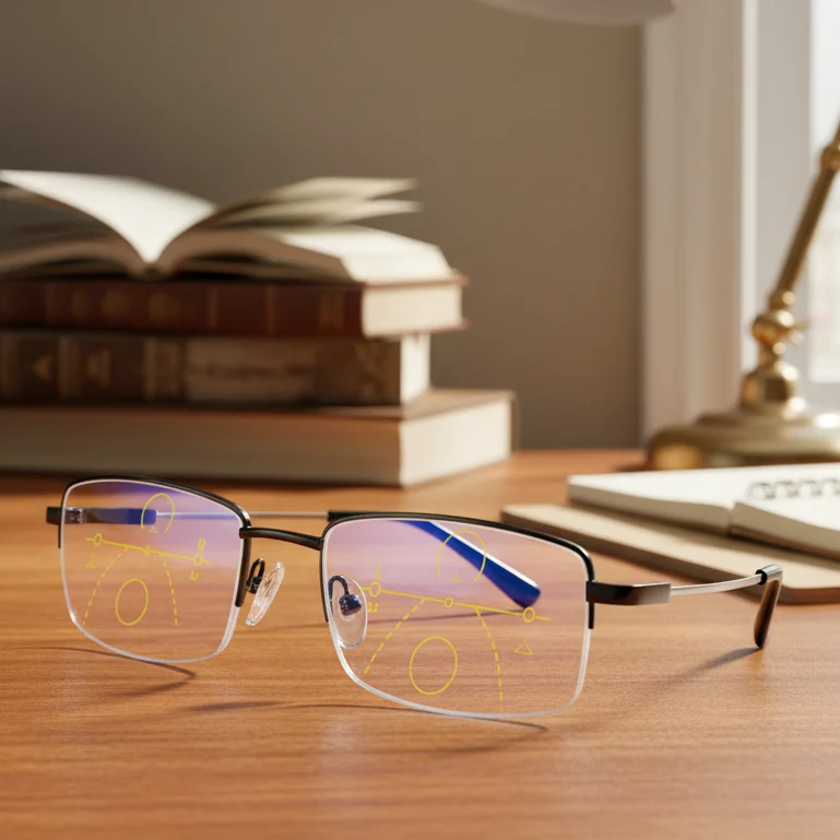 Progressieve Leesbril met Automatische Aanpassing — Blauwlichtfilter & UV-Bescherming voor Ontspannen Zicht | Sansoti