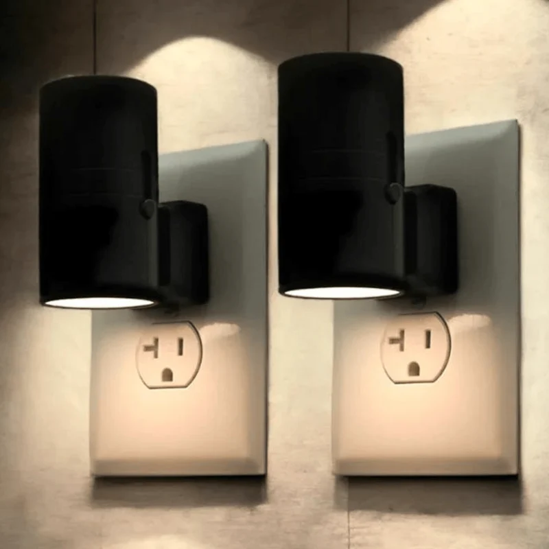 Nachtlampje met Lichtsensor voor Stopcontact Zwart Warm LED Licht Slaapkamer Kinderkamer Energiezuinig | Sansoti