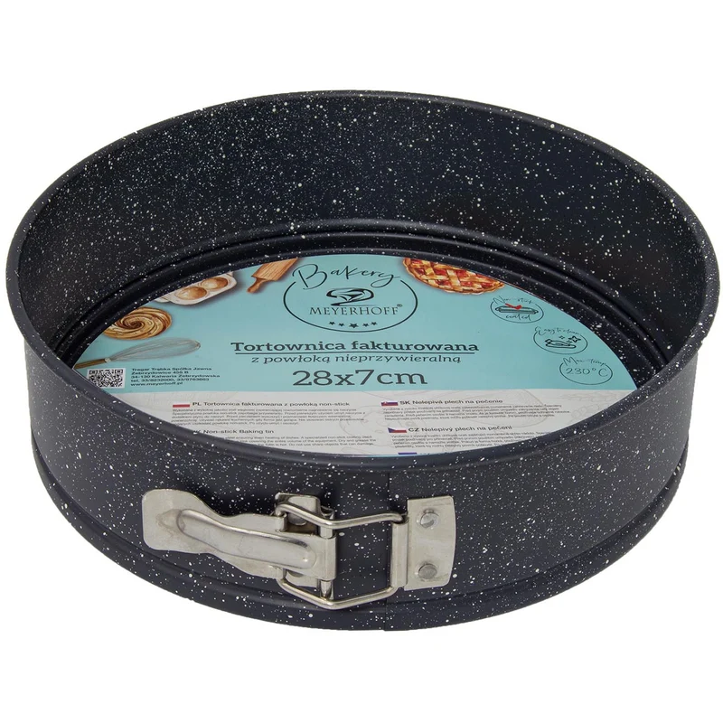 Meyerhoff Springvorm 28 cm – Ronde Taartvorm met Uitneembare Bodem – Antraciet Marmer – Non-Stick Bakvorm – Voor Taart, Cake & Quiche – Ovenbestendig